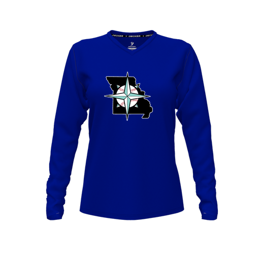 [CUS-DFW-TEES-CMF-VNK-LSL-RYL-FYXS-LOGO3] Comfort T-Shirt (Female Youth XS, Royal, V Neck, Logo 3, Long Sleeve)
