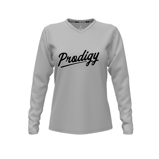 [CUS-DFW-TEES-PER-VNK-LSL-GRY-FYXS-LOGO2] Performance T-Shirt (Female Youth XS, Gray, V Neck, Logo 2, Long Sleeve)