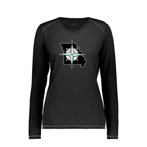 [6847.080.XS-LOGO3] Women's SoftTouch Long Sleeve (Female Adult XS, Black, Logo 3)