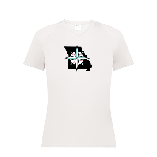 [2792.005.XS-LOGO3] Ladies Smooth Sport V-Neck T-Shirt (Female Adult XS, White, Logo 3)