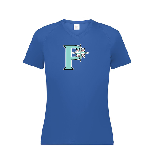 [2792.060.XS-LOGO1] Ladies Smooth Sport V-Neck T-Shirt (Female Adult XS, Royal, Logo 1)