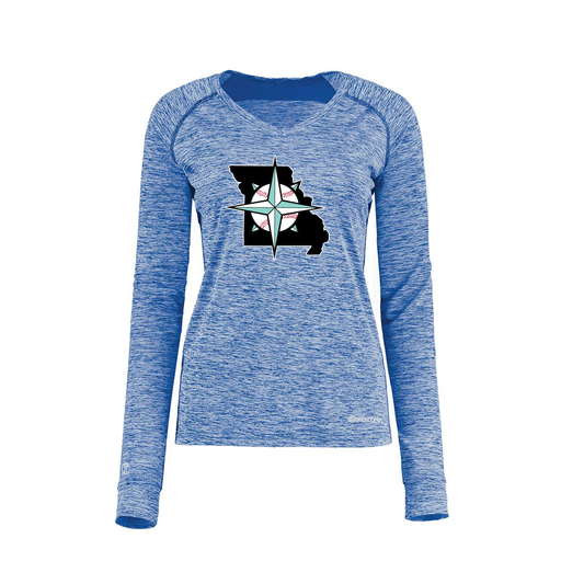 [222770.U55.XS-LOGO3] Ladies Electric Long Sleeve Shirt (Female Adult XS, Royal, Logo 3)