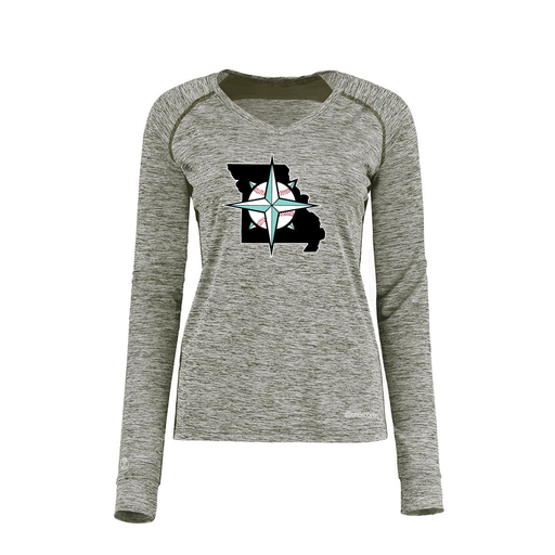 [222770.K94.XS-LOGO3] Ladies Electric Long Sleeve Shirt (Female Adult XS, Gray, Logo 3)