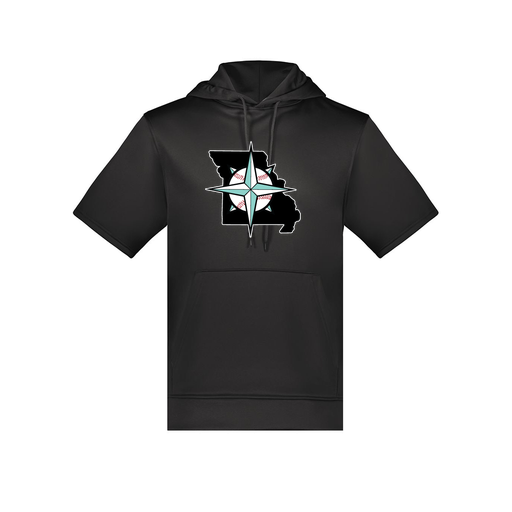 [6871.080.S-LOGO3] Men's Dri Fit Short Sleeve Hoodie (Adult S, Black, Logo 3)