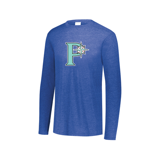 [3075.U55.XS-LOGO1] Decker Men's Tri-Blend T-Shirt - Long Sleeve (Adult XS, Royal, Logo 1)