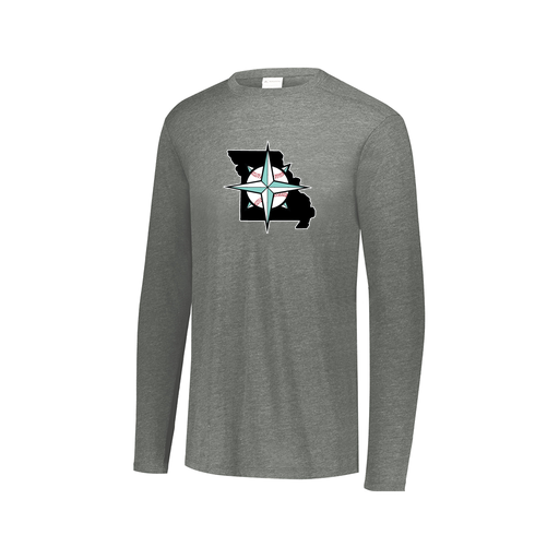 [FTLCUBGY-AXS-LOGO3] Decker Men's Tri-Blend T-Shirt - Long Sleeve (Adult XS, Gray, Logo 3)