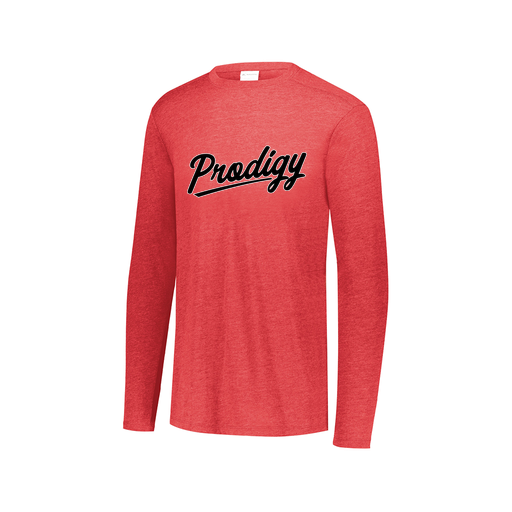 [3075.V96.XS-LOGO2] Decker Men's Tri-Blend T-Shirt - Long Sleeve (Adult XS, Red, Logo 2)