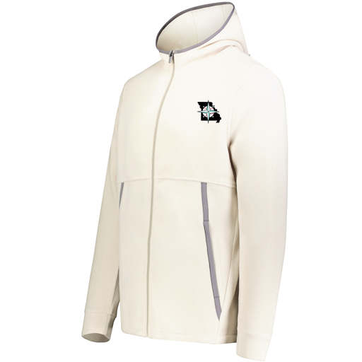 [6858.53T.XS-LOGO3] Men's Chill Full Zip Fleece (Adult XS, White, Logo 3)