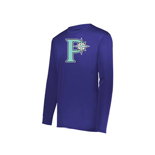 [222823.747.S-LOGO1] Youth LS Smooth Sport Shirt (Youth S, Purple, Logo 1)