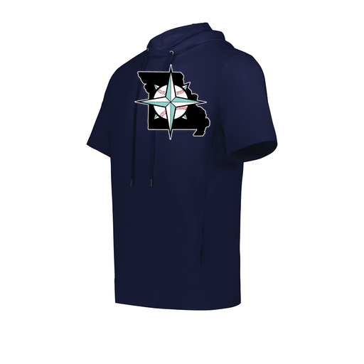 [222605.065.S-LOGO3] YOUTH VENTURA SOFT KNIT SHORT SLEEVE HOODIE (Youth S, Navy, Logo 3)