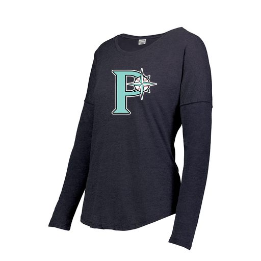 [3077.72N.XS-LOGO1] Ladies LS Ultra-blend T-Shirt (Female Adult XS, Navy, Logo 1)